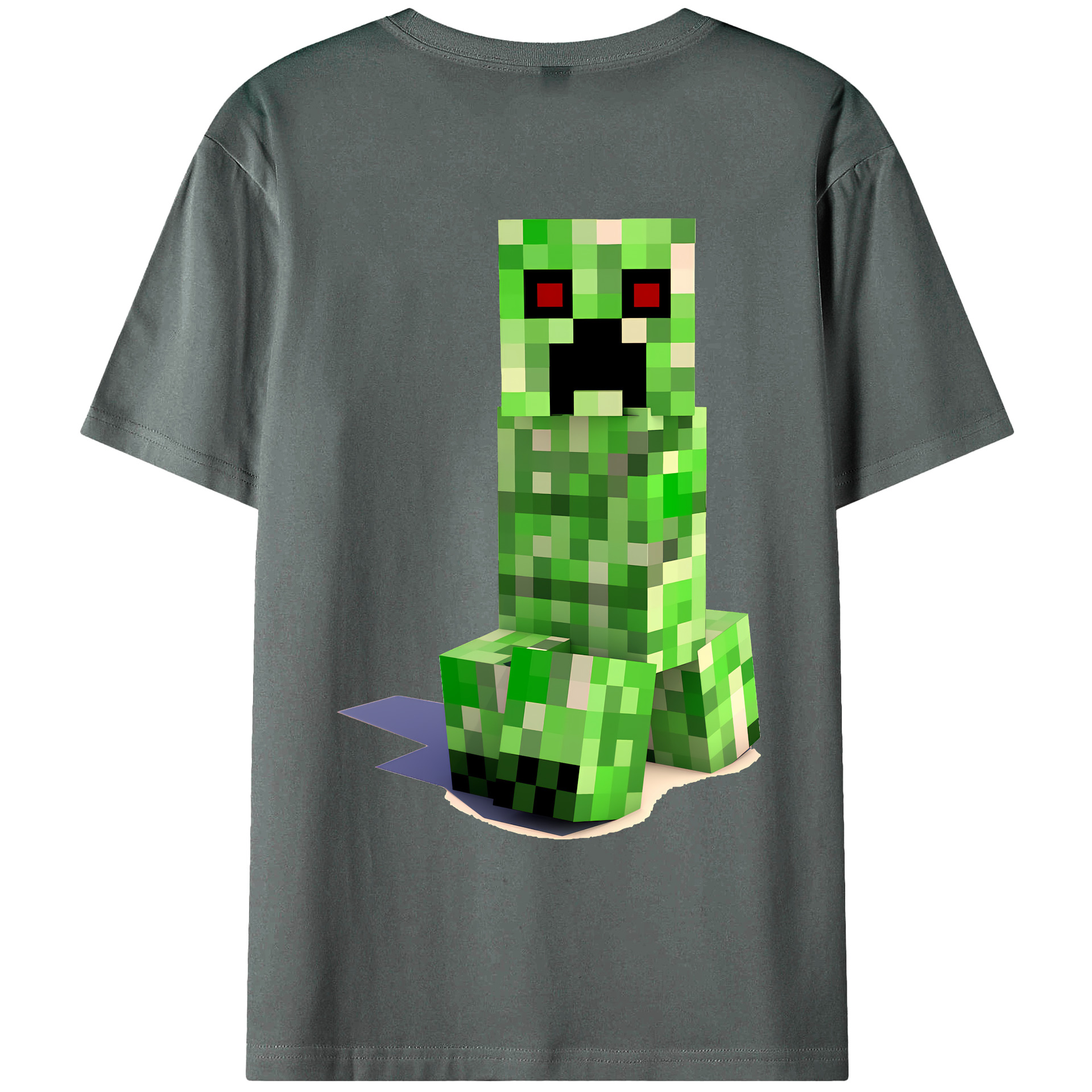 （画像用） マインクラフト ブロックの世界 Minecraft MC Block world 綿100％ メンズ半袖Tシャツ（バックプリント） 通気性